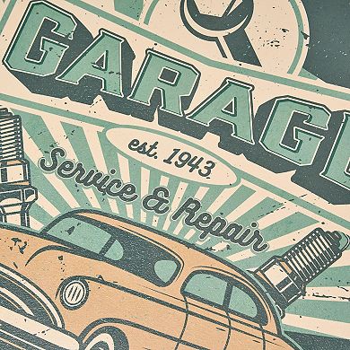 American Art Décor Classic Car Garage Round Wall Plaque
