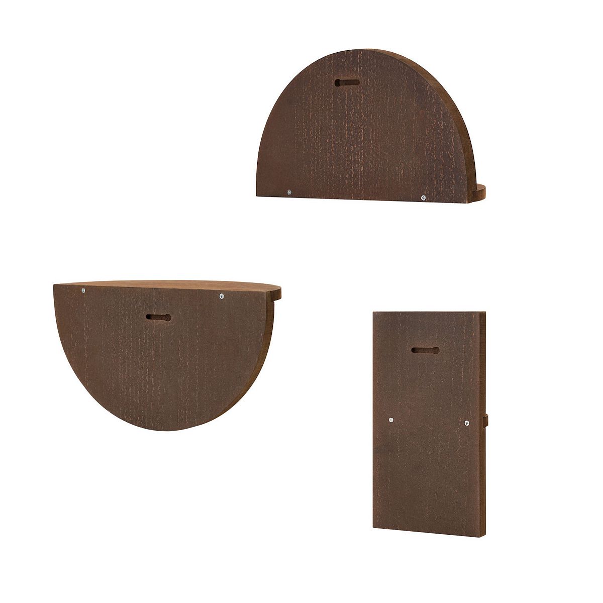 Shelf wall decor set pieces with hanging slots shown