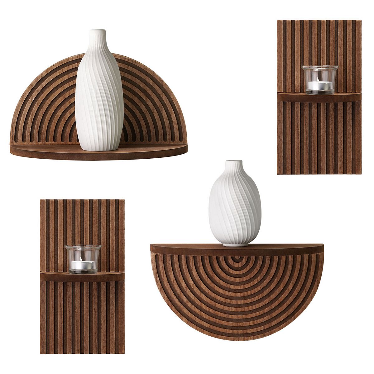 Shelf wall decor set with half-circle, arch, and vertical piece