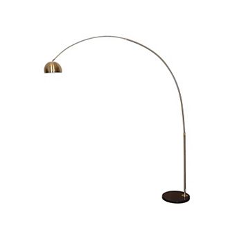 Leisuremod Arco Modern Arched Floor Lamp With Black Round Marble Base And Metal Dome Lamp Shade