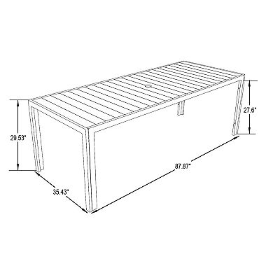 Leisuremod Chelsea Aluminum Outdoor 87" Dining Table