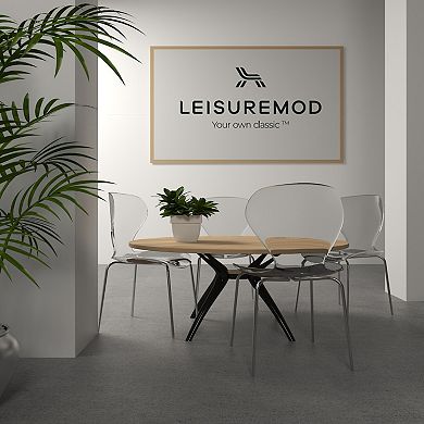 LeisureMod Modern Oyster Transparent Side Chair, Set of 4