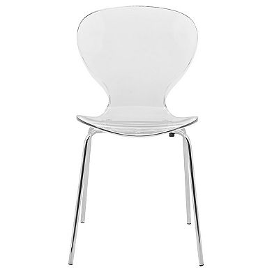 LeisureMod Modern Oyster Transparent Side Chair, Set of 4