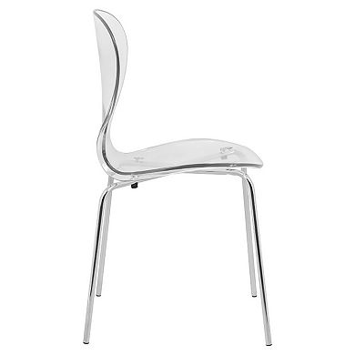LeisureMod Modern Oyster Transparent Side Chair, Set of 4
