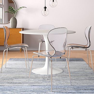 LeisureMod Modern Oyster Transparent Side Chair, Set of 4
