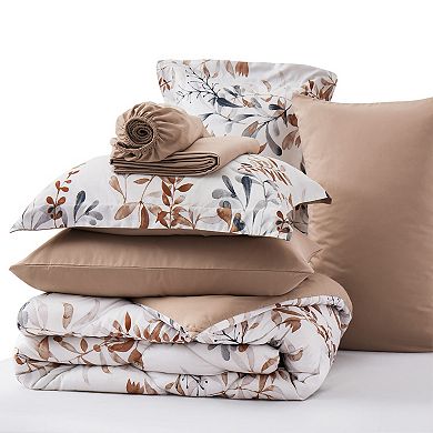 Unikome 7-piece Printed Down Alternative Bedding Set Complete Comforter Set With Stylish Design