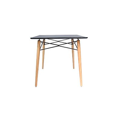 LeisureMod Dover 4Ft Rectangle Wooden Top Dining Table W/ Natural Wood Eiffel Base