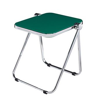 Leisuremod Lawrence Modern Rectangular Folding Side Table In Chrome Finish With Plastic Tabletop