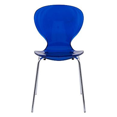LeisureMod Modern Oyster Transparent Side Chair, Set of 2