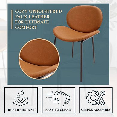Leisuremod Servos Dining Side Chair With Upholstered Faux Leather Seat And Powder Coated Iron Frame