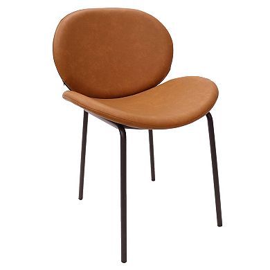Leisuremod Servos Dining Side Chair With Upholstered Faux Leather Seat And Powder Coated Iron Frame