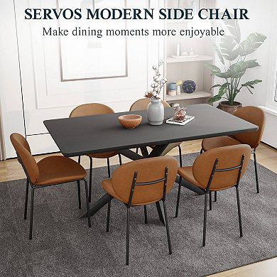 Leisuremod Servos Dining Side Chair With Upholstered Faux Leather Seat And Powder Coated Iron Frame