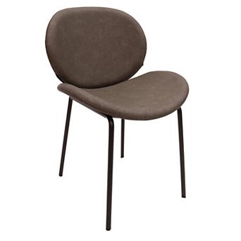 Leisuremod Servos Dining Side Chair With Upholstered Faux Leather Seat And Powder Coated Iron Frame
