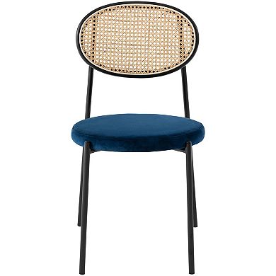 Leisuremod Euston Modern Wicker Dining Chair With Velvet Round Seat Set Of 4