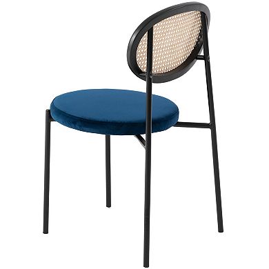 Leisuremod Euston Modern Wicker Dining Chair With Velvet Round Seat Set Of 4