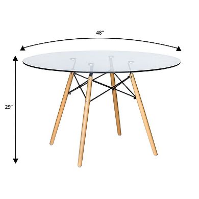 LeisureMod Dover Round Dining Table with Eiffel Base for Kitchen and Dining Room