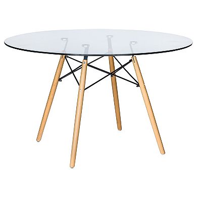 LeisureMod Dover Round Dining Table with Eiffel Base for Kitchen and Dining Room