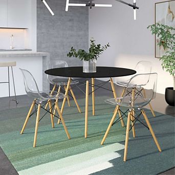 LeisureMod Dover Round Dining Table with Eiffel Base for Kitchen and Dining Room