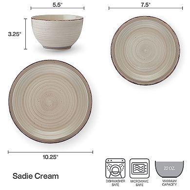 Pfaltzgraff Sadie Cream 12-Piece Dinnerware Set