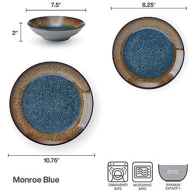 Pfaltzgraff Monroe Blue 12-Piece Dinnerware Set