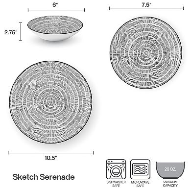 Pfaltzgraff Sketch Serenade 12-Piece Dinnerware Set