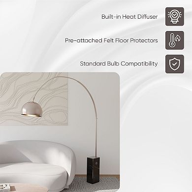 LeisureMod Arco Lamp with Marble Cube Base