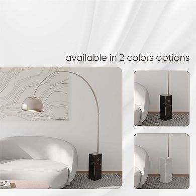 LeisureMod Arco Lamp with Marble Cube Base