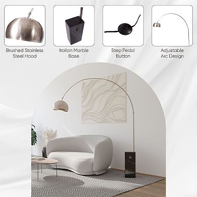 LeisureMod Arco Lamp with Marble Cube Base