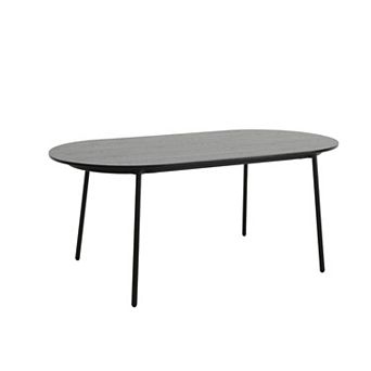 Leisuremod Tule Modern 71" Oval Dining Table With Mdf Top And Black Steel Legs