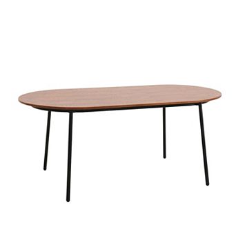 Leisuremod Tule Modern 71" Oval Dining Table With Mdf Top And Black Steel Legs