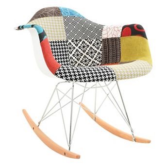 LeisureMod Wilson Twill Fabric Eiffel Rocking Chair