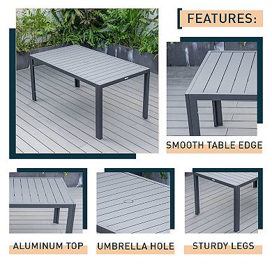 Leisuremod Chelsea Aluminum Outdoor 63" Dining Table