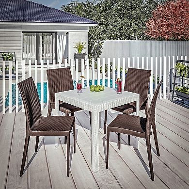 LeisureMod Mace Mid-Century 5-Piece Outdoor Dining Set