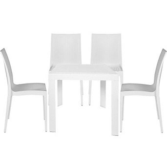 LeisureMod Mace Mid-Century 5 pc Outdoor Dining Set