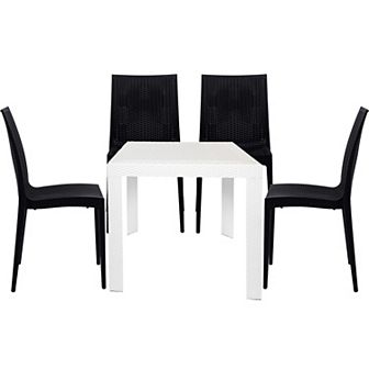 LeisureMod Mace Mid-Century 5 pc Outdoor Dining Set