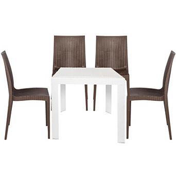LeisureMod Mace Mid-Century 5 pc Outdoor Dining Set