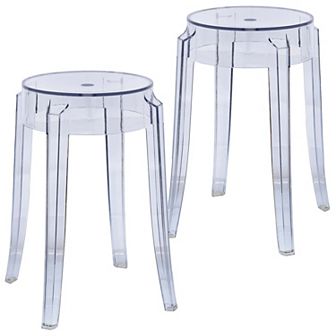 LeisureMod Averill Modern Plastic Dining Stool with Sturdy Seat and Legs for Kitchen and Dining Room - Set of 2