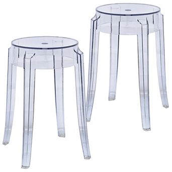 LeisureMod Averill Modern Plastic Dining Stool with Sturdy Seat and Legs for Kitchen and Dining Room - Set of 2