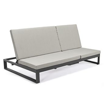 LeisureMod Chelsea Convertible Lounge Reclining Double Chaise With Cushions