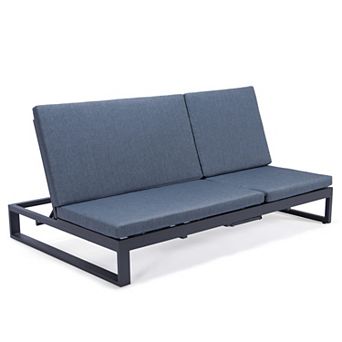 LeisureMod Chelsea Convertible Lounge Reclining Double Chaise With Cushions