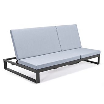LeisureMod Chelsea Convertible Lounge Reclining Double Chaise With Cushions