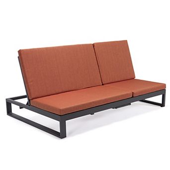 LeisureMod Chelsea Convertible Lounge Reclining Double Chaise With Cushions