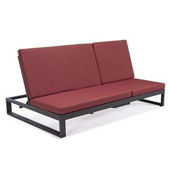 LeisureMod Chelsea Convertible Lounge Reclining Double Chaise With Cushions