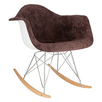 LeisureMod Wilson Velvet Eiffel Base Rocking Chair