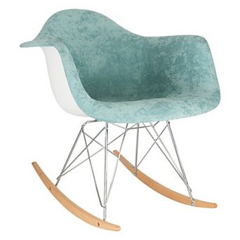 LeisureMod Wilson Velvet Eiffel Base Rocking Chair