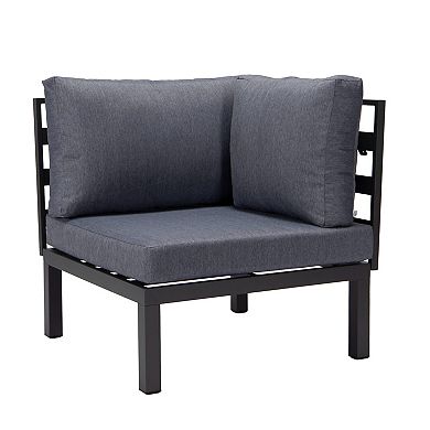 LeisureMod Hamilton 6-Piece Aluminum Patio Conversation Set With Cushions