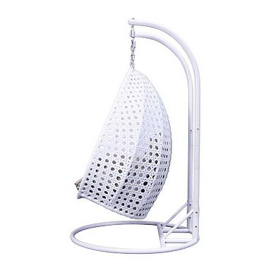 LeisureMod Wicker Hanging 2 person Egg Swing Chair With Outdoor Cover