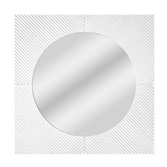 American Art Décor Distressed Carved Box Top Wall Mirror