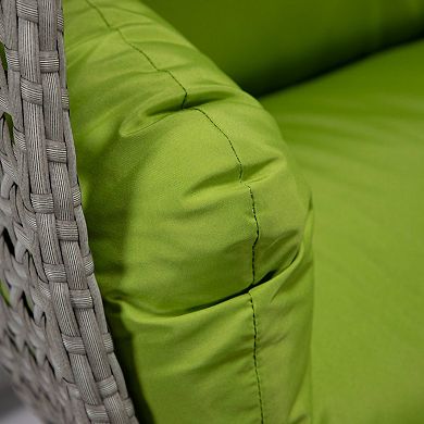 LeisureMod Mendoza Light Grey Wicker Hanging 2 person Egg Swing Chair