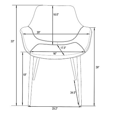 LeisureMod Markley Modern Leather Dining Arm Chair With Gold Metal Legs Set of 4